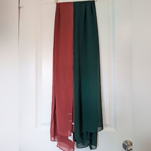 Tahira & Co Set Of 2 Premium Chiffon Hijabs Jewel Tone Red Green Modest Scarves - Picture 1 of 4